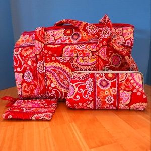 COPY - Vera Bradley Raspberry Fizz Pink Satchel, Wallet and Card Case 3 piece S…